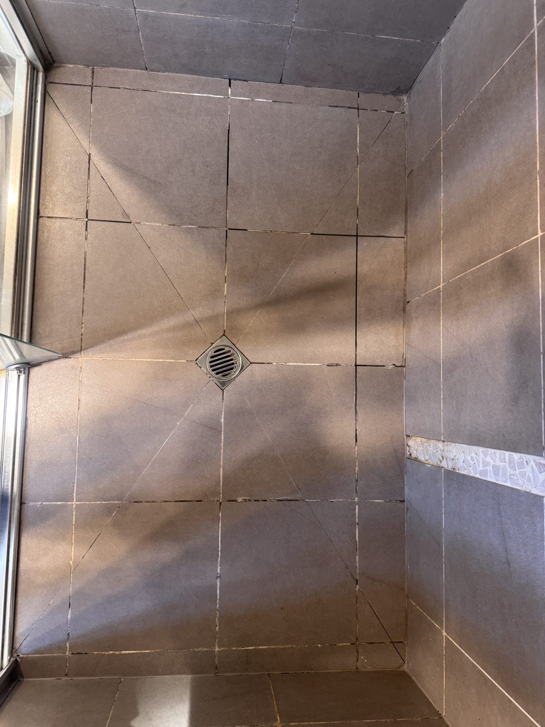 Shower before regrouting